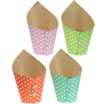 Fioriera in carta colorata con pois Ø12cm 8 pezzi