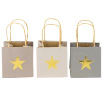 Prodotto Buste in carta con stella e manico grigie assortite cm 10,5×10,5 9pz