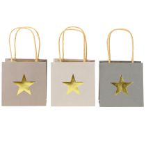 Prodotto Buste in carta con stella e manico grigie assortite cm 10,5×10,5 9pz