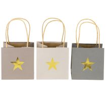 Prodotto Sacchetti di carta con stella e manico grigio assortiti 12×12×12cm 9 pezzi
