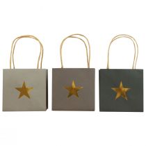 Prodotto Buste in carta con stella e manico grigie assortite cm 10,5×10,5 9pz