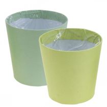 Prodotto Cachepot di carta, fioriera, vaso per piantare blu/verde Ø13cm H12.5cm 4pz