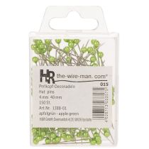 Prodotto Spilli da fiorista con testa in madreperla verde, versatili, Ø4mm, 40mm, 150 pezzi