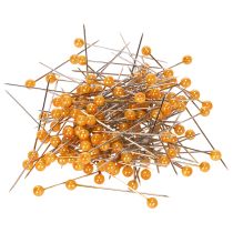 Prodotto Spilli arancioni con testa in madreperla per forniture da fiorista, Ø4mm, 40mm, 150 pezzi