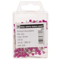 Prodotto Spilli da fiorista con testa di perla, rosa, Ø4mm, 40mm, 150 pezzi