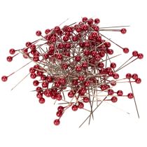 Prodotto Spilli decorativi con testa in madreperla rossa per fioristi, Ø4mm, 40mm, 150 pezzi