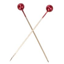 Prodotto Spilli decorativi con testa in madreperla rossa per fioristi, Ø4mm, 40mm, 150 pezzi