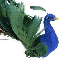 Uccello del paradiso, pavone da agganciare, uccello piuma, decorazione uccello blu, verde, colorato H8,5 L29cm