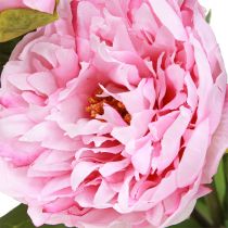 Prodotto Fiori artificiali di peonia rosa con gambo lungo 70 cm 3 pezzi