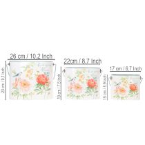 Prodotto Fioriera ovale decorativa primaverile vintage, in metallo, 26/22/17 cm, set da 3