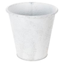 Prodotto Vaso per piante, fioriera con ornamenti, decorazione in metallo bianco, grigio Ø20,5cm H19,5cm