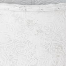 Prodotto Vaso per piante, fioriera con ornamenti, decorazione in metallo bianco, grigio Ø20,5cm H19,5cm