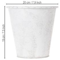 Prodotto Vaso per piante, fioriera con ornamenti, decorazione in metallo bianco, grigio Ø20,5cm H19,5cm