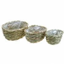 Fioriera in fieno, cesto decorativo, cesto per piante, cesto di fiori ovale set di 3