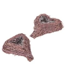 Prodotto Ciotola a forma di cuore con rami e inserto in lamina per composizioni floreali, 14 cm, 2 pezzi