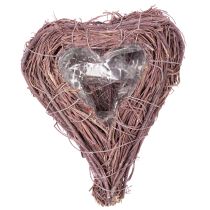 Prodotto Ciotola a forma di cuore con rami e inserto in lamina per composizioni floreali, 14 cm, 2 pezzi