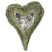 Prodotto Cuore vegetale in materiale naturale con inserto in lamina, 22 cm, 2 pezzi