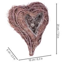 Prodotto Cuore decorativo in rametti con foglio di alluminio per piante, 20 cm, 2 pezzi