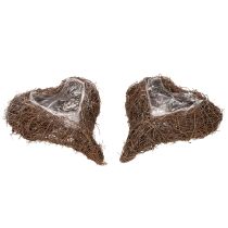 Prodotto Fioriera a forma di cuore realizzata con ramoscelli e lamina metallica, 20 cm, 2 pezzi
