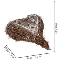 Prodotto Fioriera a forma di cuore realizzata con ramoscelli e lamina metallica, 20 cm, 2 pezzi
