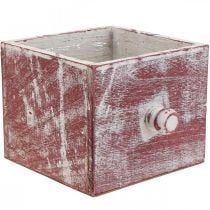 Cassetta per piante in legno cassetto decorativo shabby chic rosso bianco 12cm