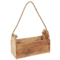 Prodotto Fioriera in legno con manico, quadrata, juta naturale 27x12x17cm