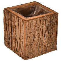 Prodotto Fioriera quadrata in legno con corteccia di pino e fioriera 12×12cm