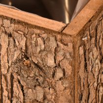 Prodotto Fioriera quadrata in legno con corteccia di pino e fioriera 12×12cm
