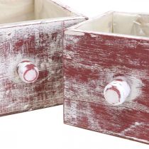 Scatola per piante shabby chic cassetto decorativo rosso bianco set di 2