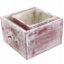 Prodotto Cassetta per piante shabby chic cassetto decorativo rosso bianco set di 2