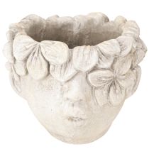Prodotto Vaso da fiori con testa di pianta in cemento effetto testa di ragazza H13,5cm