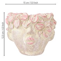 Prodotto Vaso per fiori a testa di pianta da appendere effetto cemento rosa H13cm