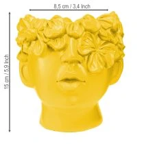 Prodotto Vaso in poliresina a forma di testa di pianta, giallo, 13,5×13×14cm