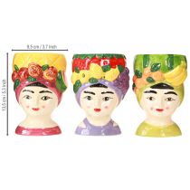 Prodotto Testa di pianta ragazza con frutta in ceramica decorativa 13,5 cm 3 pezzi