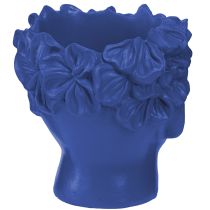 Prodotto Vaso da fiori in poliresina con testa di pianta, blu, 13,5×13×14 cm