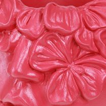 Prodotto Vaso da fiori in poliresina con testa di pianta, rosa, 13,5×13×14 cm