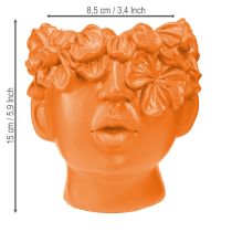 Prodotto Vaso per piante a forma di testa di pianta, busto, arancione, 13,5×13×14 cm