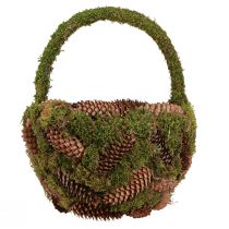 Prodotto Cestino rustico per piante con muschio e pigne - cestino decorativo con manico Ø32cm H42cm - versatile decorazione per giardino e casa