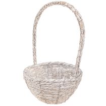 Prodotto Set di 2 cestini per piante, paglia, naturale, bianco, Ø23/28, shabby chic
