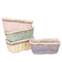 Prodotto Cesto rettangolare per piante con rivestimento in lamina, cesto decorativo, fioriera, 25 cm, 4 pezzi
