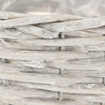 Prodotto Set di cestini per piante in vimini, bianco-grigio, decorazione shabby chic, 3 pezzi
