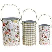 Vaso per piante secchio in metallo decorativo vintage Ø18/15/12cm set di 3