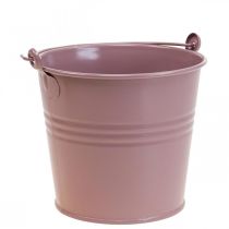 Vaso per piante secchio in metallo decorativo vintage rosa antico Ø16cm H24cm