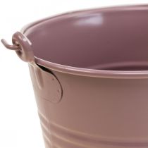 Vaso per piante secchio in metallo decorativo vintage rosa antico Ø16cm H24cm