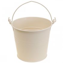 Prodotto Vaso per piante secchio decorativo vintage in metallo crema Ø16cm H24cm