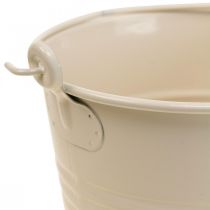 Vaso per piante secchio decorativo vintage in metallo crema Ø16cm H24cm