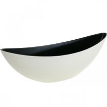 Portavasi ovale decorativo Jardiniere bianco crema 39×12×13 cm