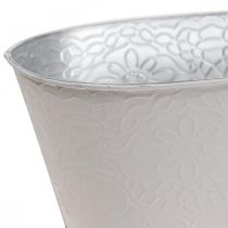 Vaso per piante vaso per fiori in metallo ovale bianco 25x14,5x10cm