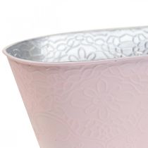 Vaso per piante vaso per fiori in metallo ovale rosa 25x14,5x10cm