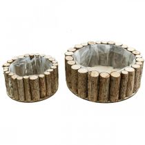 Ciotola per fioriera rotonda in corteccia decorazione in legno Ø34 / 24cm set di 2 of